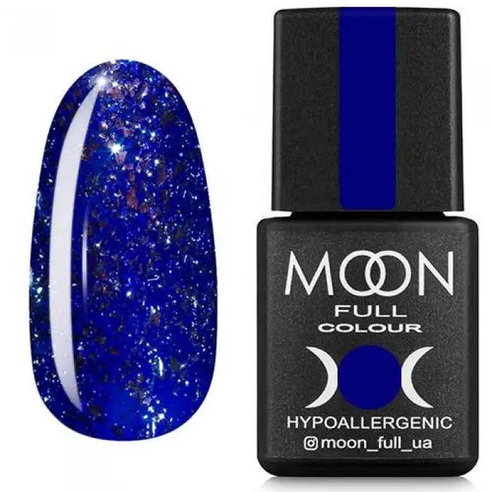 Гель-лак Moon Full Diamond №05 яскраво-синій з срібним глітером, 5908254188251