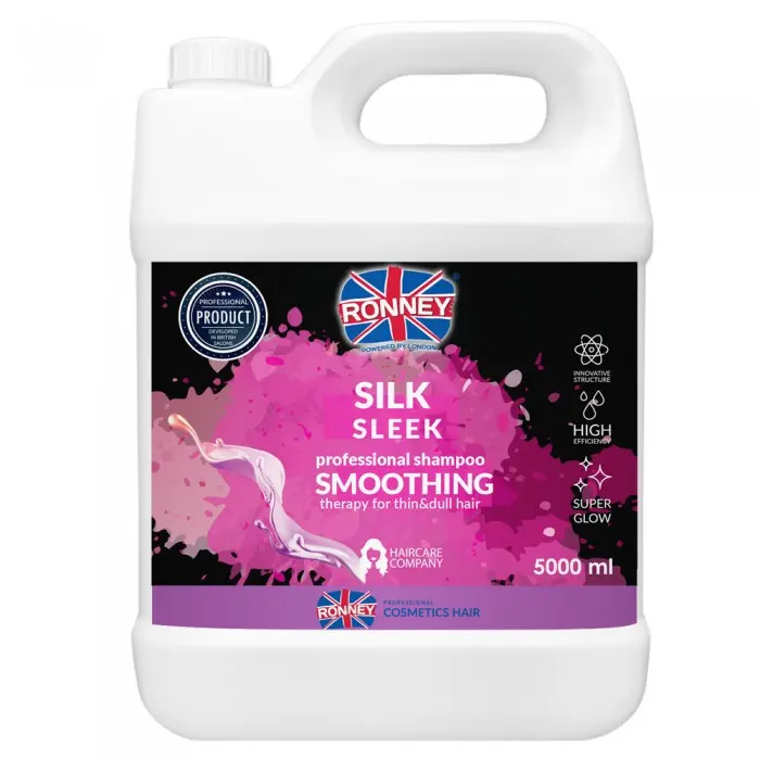 Профессиональный шампунь RONNEY SMOOTHING SILK AND SLEEK разглаживающий для тонких и тусклых волос 5 л
