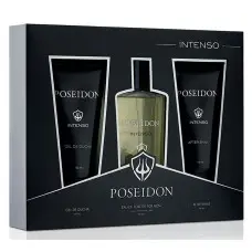 Косметичний набір для чоловіків Instituto Espanol POSEIDON INTENSO  (туал.вода 150 мл + гель д/душу 150 мл + лосьйон п/гоління 150 мл)