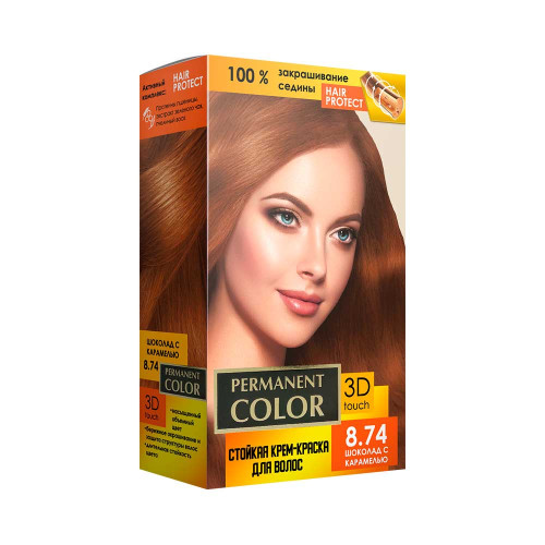 Крем-фарба Permanent Color тон шоколад з карамеллю №8.74 Аромат, 4820147055512