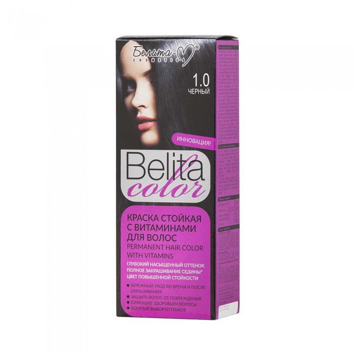Фарба стійка з вітамінами для волосся Belita Сolor тон 01.0 Чорний, 4813406006028