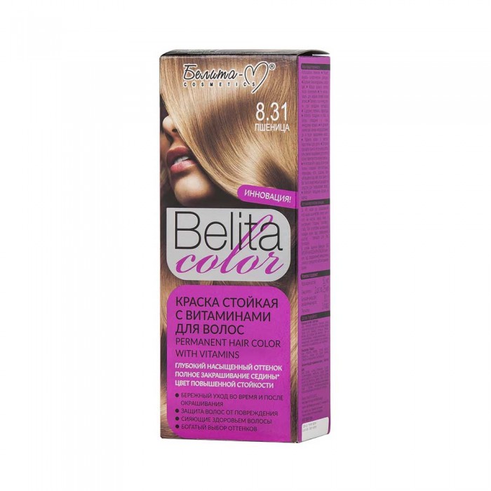 Фарба стійка з вітамінами для волосся Belita сolor тон 08.31 Пшениця, 4813406006080