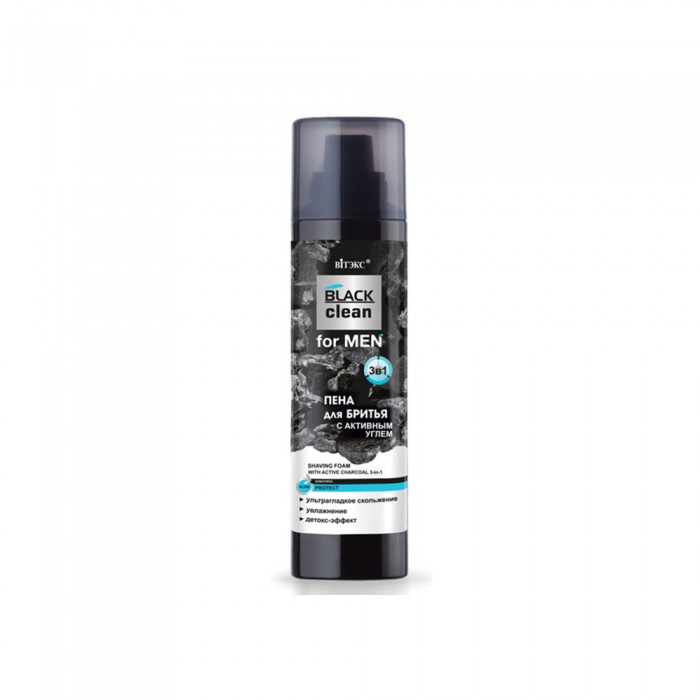 Піна для гоління з активним вугіллям 3в1 Black clean for Men Вітекс, 4810153030542