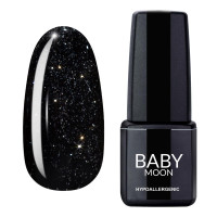 Гель лак Baby Moon Dance Diamond Gel polish №001 чорно-зелений з сріблястим шиммером 6 мл