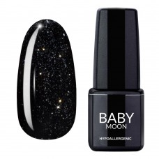 Гель лак Baby Moon Dance Diamond Gel polish №001 черно-зеленый с серебристым шиммером 6 мл