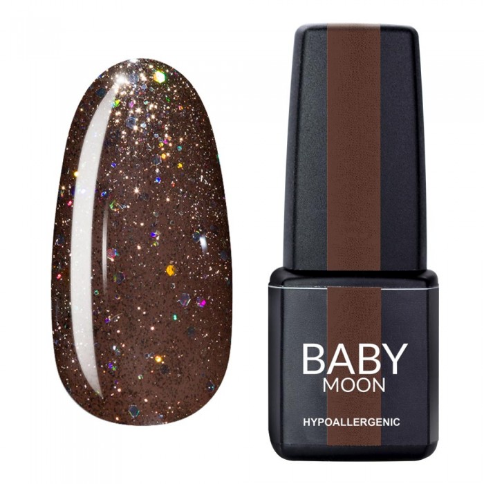 Гель лак Baby Moon Dance Diamond Gel polish №014 темний бежевий з різнобарвним глітером 6 мл, 5908254001673