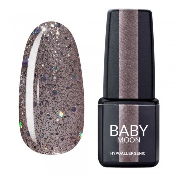 Гель лак Baby Moon Dance Diamond Gel polish №016 сріблясто-бежевий з різнобарвним глітером 6 мл