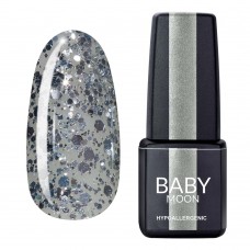Гель лак Baby Moon Dance Diamond Gel polish №019 серебряный глиттер на полупрозрачной основе 6 мл