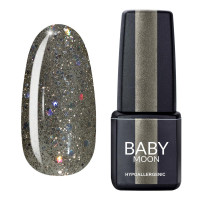Гель лак Baby Moon Dance Diamond Gel polish №021 сріблясто-оливковий з різнобарвним глітером 6 мл