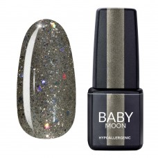 Гель лак Baby Moon Dance Diamond Gel polish №021 серебристо-оливковый с разноцветным глиттером 6 мл