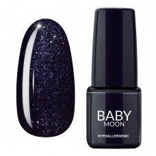 Гель лак Baby Moon Midnight Gel polish №008 черный с блестками 6 мл