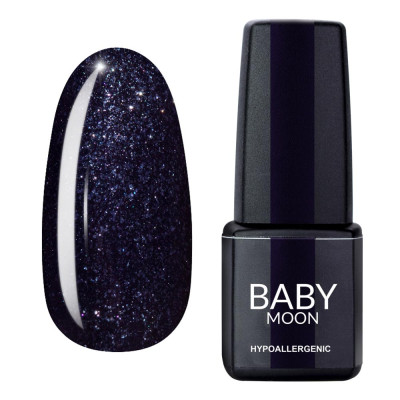 Гель лак Baby Moon Midnight Gel polish №008 черный с блестками 6 мл