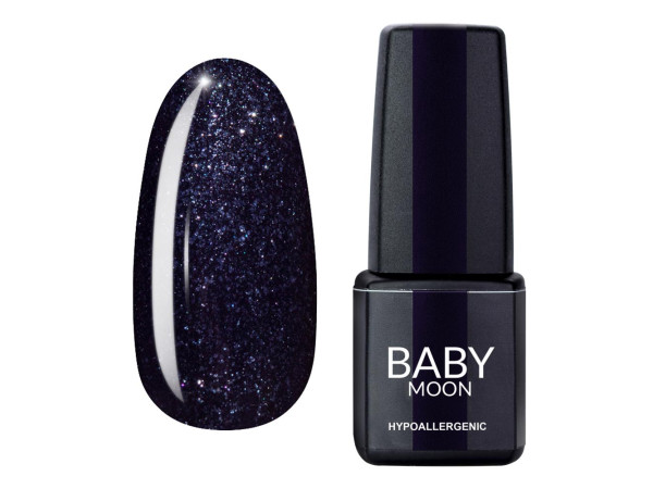 Гель лак Baby Moon Midnight Gel polish №008 чорний з блискітками 6 мл