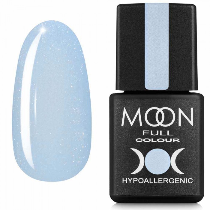 Кольорова база для нігтів Moon Barbie color Rubber base №02 ніжно-блакитний з дрібним шиммером 8 мл, 5908254190964