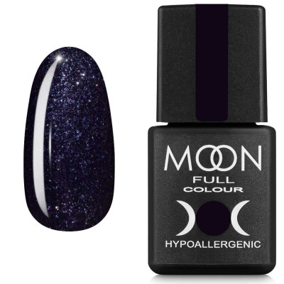 Гель-лак MOON FULL color Gel polish №189 черный с блестками 8 мл
