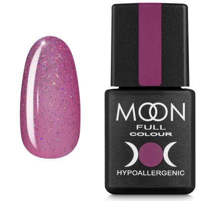 Гель-лак MOON FULL color Gel polish №306 напівпрозорий рожевий з різнобарвним шиммером 8 мл