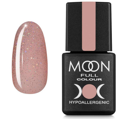 Гель-лак MOON FULL color Gel polish №307 напівпрозорий персиковий з різнобарвним шиммером 8 мл