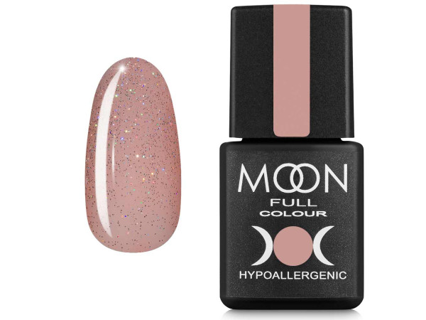Гель-лак MOON FULL color Gel polish №307 полупрозрачный персиковый с разноцветным шиммером 8 мл