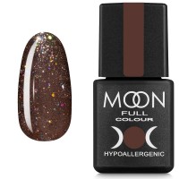 Гель-лак MOON FULL color Gel polish №322 темный бежевый с разноцветным глиттером 8 мл