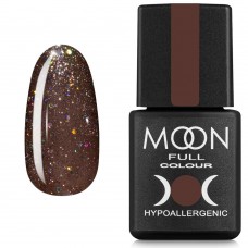 Гель-лак MOON FULL color Gel polish №322 темний бежевий з різнобарвним глітером 8 мл