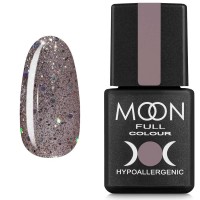 Гель-лак MOON FULL color Gel polish №323 серебристо-бежевый с разноцветным глиттером 8 мл