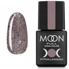 Гель-лак MOON FULL color Gel polish №323 сріблясто-бежевий з різнобарвним глітером 8 мл