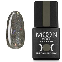 Гель-лак MOON FULL color Gel polish №324 сріблясто-оливковий з різнобарвним глітером 8 мл