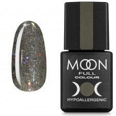Гель-лак MOON FULL color Gel polish №324 сріблясто-оливковий з різнобарвним глітером 8 мл