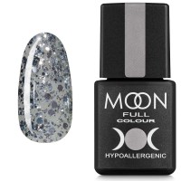 Гель-лак MOON FULL color Gel polish №327 серебряный глиттер на полупрозрачной основе 8 мл