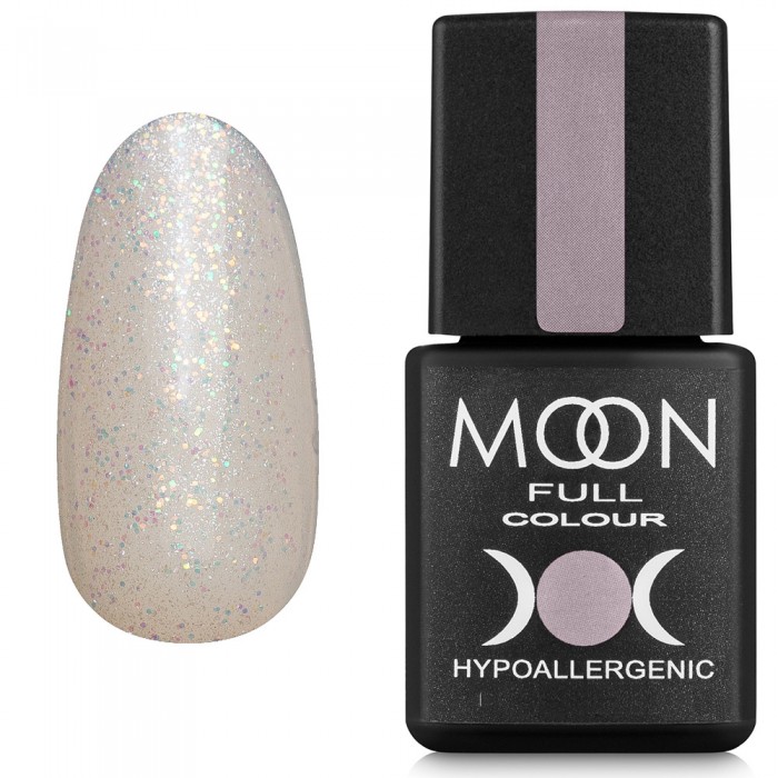 Гель-лак MOON FULL Opal color Gel polish №502 бесцветный полупрозрачный с мелким разноцветным шиммером 8 мл