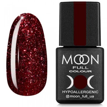 Гель-лак Moon Full Diamond №11 приглушений червоний з дрібним срібним глітером