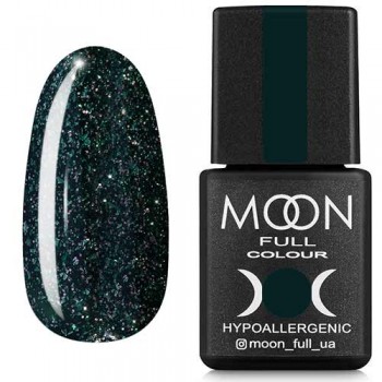 Гель-лак Moon Full Diamond №15 приглушенный темно-зеленый глиттер