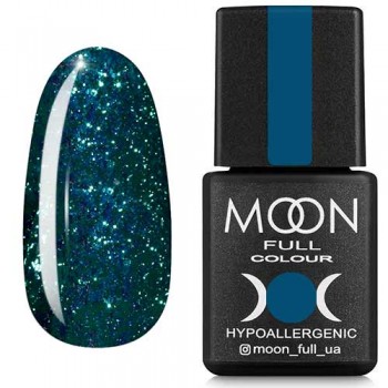 Заказать Гель-лак Moon Full Diamond №06 ярко-зеленый с серебряным глиттером недорого