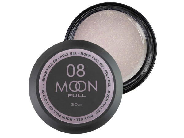 Полігель для нарощування нігтів Moon Full Poly Gel № 08 Нюдовий з шимером 30 мл