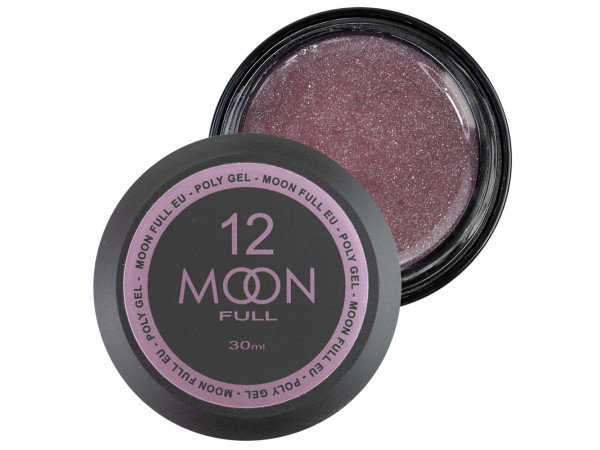 Полігель для нарощування нігтів Moon Full Poly Gel № 12 Металево-рожевий з шимером 30 мл