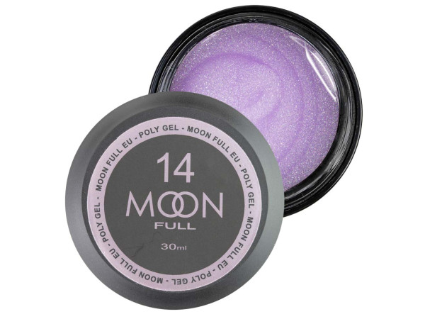 Полігель для нарощування нігтів Moon Full Poly Gel № 14 Молочний з бузковим шимером 30 мл