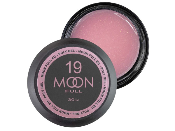 Полігель для нарощування нігтів Moon Full Poly Gel № 19 Насичено-рожевий з шимером 30 мл