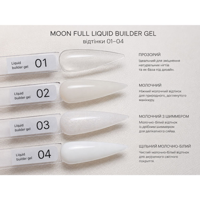 Жидкий гель Moon Full Liquid Builder Gel для укрепления и моделирования ногтей, 15 мл № 03