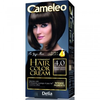 Краска для волос Delia Cosmetics Cameleo Omega plus с маслом Арганы 4.0 Коричневый 50 мл