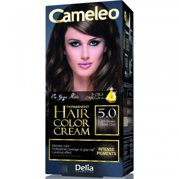 Краска для волос Delia Cosmetics Cameleo Omega plus с маслом Арганы 5.0 Светлый каштан 50 мл