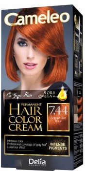 Краска для волос Delia Cosmetics Cameleo Omega plus с маслом Арганы 7.44 рыжий