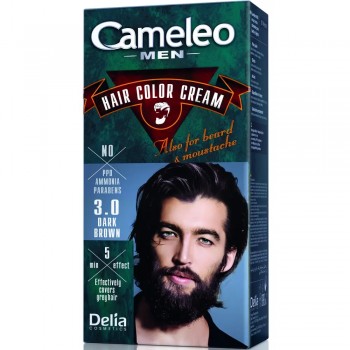 Крем-краска для мужчин Delia Cosmetics Cameleo Men для волос бороды и усов тон 3.0 Тёмно-коричневая 30 мл