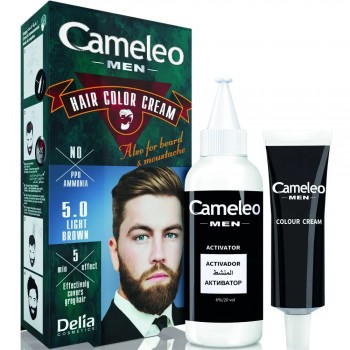 Крем-краска для мужчин Delia Cosmetics Cameleo Men для волос бороды и усов тон 5.0 Светло-коричневая 30 мл