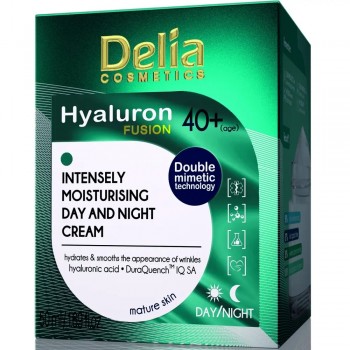 Заказать Крем для лица  Delia Cosmetics Hyaluron Fusion против морщин 40+ интенсивно-увлажняющий 50 мл недорого
