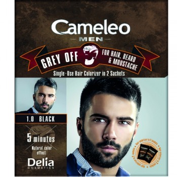 Фарба для бороди та вусів Delia Cosmetics Cameleo Men Grey Off тон 1.0 чорна - 2х15мл