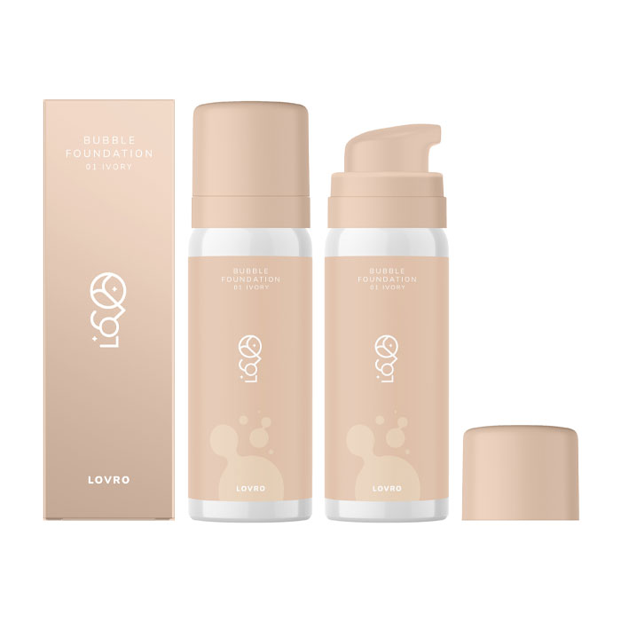 Тональная основа LOVRO Bubble с воздушной текстурой и сияющим финишем, 01 Ivory, 50 мл