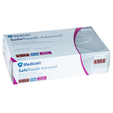 Рукавички нiтриловi оглядовi текстуровані без пудри нестерильні Medicom SafeTouch Advanced маджента, 3,5г розмір S 50 пар