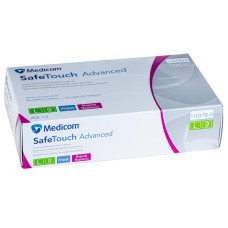 Рукавички нiтриловi оглядовi текстуровані без пудри нестерильні Medicom SafeTouch Advanced маджента, 3,5г розмір L 50 пар