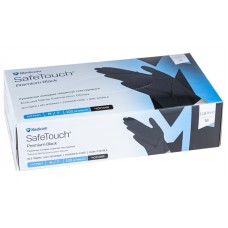 Рукавички нітрилові оглядові текстуровані без пудри нестерильні Medicom SafeTouch Premium Black чорні, 5г розмір M 50 пар