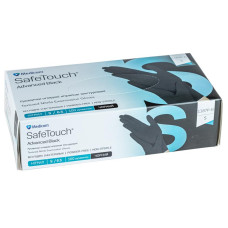 Перчатки нитриловые смотровые текстурированные без пудры нестерильные Medicom SafeTouch Advanced Black черные, 3,5г размер S 50 пар